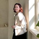 Short-sleeve Zip-up Faux-fur Jacket