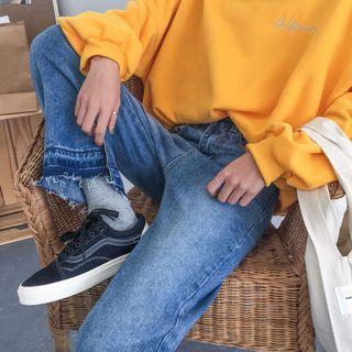 Color-block Cropped Wide-leg Jeans