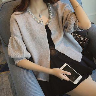 Set: Plain Pinafore A-line Dress + Beaded Cropped Coat