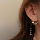 Moon & Star Faux Pearl Sterling Silver Asymmetrical Dangle Earring