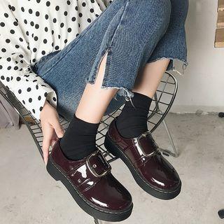 Patent Platform Strapped Oxford Shoes