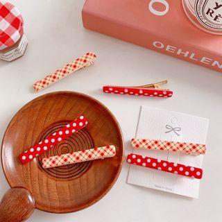 Polka Dot / Plaid Resin Hair Clip 01# - Dots - White & Red - One Size