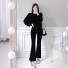 Drop-shoulder Velvet Sweatshirt