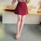 Inset-short Ruffle-trim Miniskirt