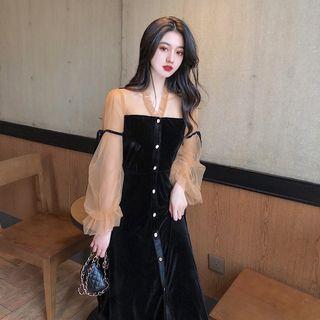Retro Mesh Velvet Dress
