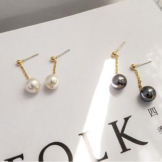 Faux Pearl / Copper Ball Dangle Earring