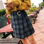 Wrapped A-line Plaid Skirt