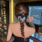 Rhinestone Fringe Bow Hair Clip Black - One Size