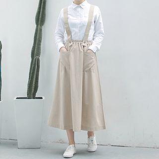 Midi A-line Suspender Skirt