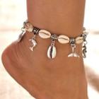 Dolphin & Shell Alloy Anklet Af049 - Silver - One Size