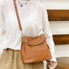 Chain Strap Faux Leather Crossbody Bucket Bag