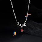 Antler Rhinestone Necklace 1 Piece - Necklace - Antler - Rhinestone - Red - One Size