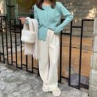High Waist Knit Loose Fit Pants