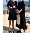 Tie-cuff Elbow-sleeve A-line Dress