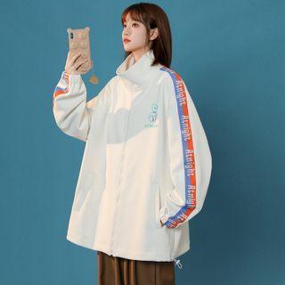 Stand Collar Lettering Print Jacket