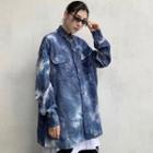 Front Pocket Tie-dyed Corduroy Button Jacket