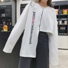 Long-sleeve Lettering Asymmetrical T-shirt