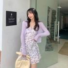 Spaghetti Strap Floral Print Dress / Light Cardigan (various Designs)