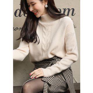 High-neck Cable-knit Top
