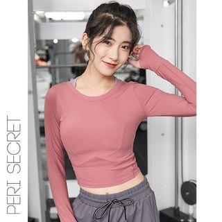 Mesh Panel Thumb Hole Sports T-shirt