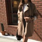 Double-breasted Raglan-sleeve Trench Coat Beige - One Size