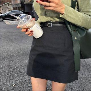 A-line Cotton Skirt With Belt