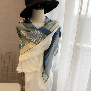 Printed Shawl Coconut Tree - Blue - One Size