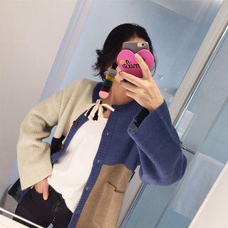 Round-neck Color-block Cardigan