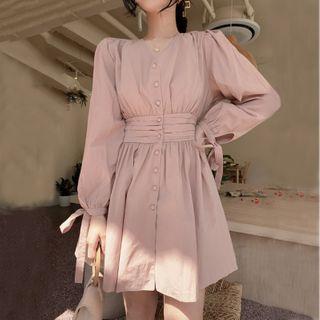V-neck Mini Shirt Dress