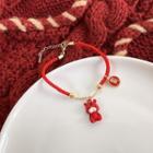 Tiger Pendant Red String Bracelet Red & Gold - One Size