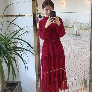 Mock-neck Long-sleeve Midi Dress