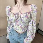 Floral Print Chiffon Blouse Floral Print - White - One Size