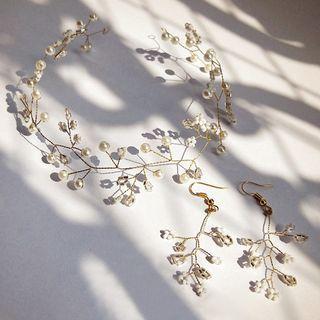 Faux Pearl Floral Drop Earring / Bangle / Headband