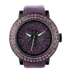 Diamond Lens Glass Purple Strap Watch