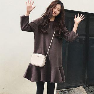 Long-sleeve Ruffle Hem A-line Mini Dress