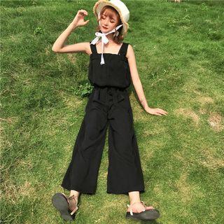 Sleeveless Wide Leg Jumpsuit Black - One Size