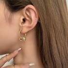 Hoop Ear Stud 1 Pair - Silver Rhinestone - Gold - One Size