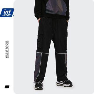 Patchwork Reflective Straight-cut Pants