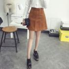Faux-suede Mini A-line Skirt