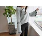 Bell-sleeve Patterned Sweater