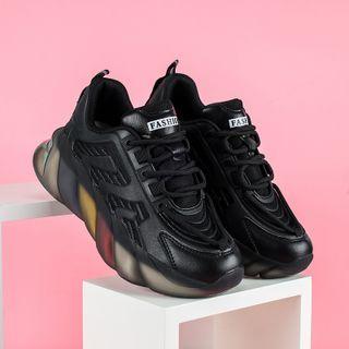 Platform Mesh Panel Lace-up Athletic Sneakers