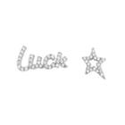 Asymmetrical Lettering Star Stud Earring 1 Pair - Silver - One Size