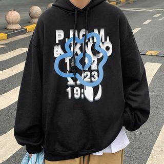 Couple Print Long-sleeve Hooded Sweatshirt
