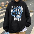 Couple Print Long-sleeve Hooded Sweatshirt