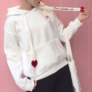 Embroidered Heart Long-sleeve Hoodie