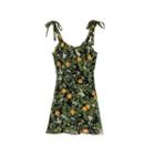 Spaghetti Strap Orange Print Mini A-line Dress
