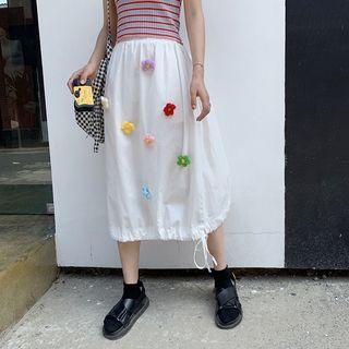 Flower-accent A-line Skirt