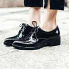 Brogue Pointed Chunky Heel Oxfords