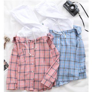 Mock Two Piece Hooded Shirt