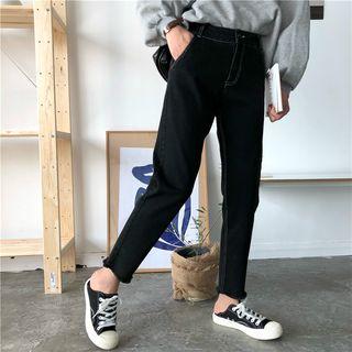 High-waist Denim Cropped Harem Pants